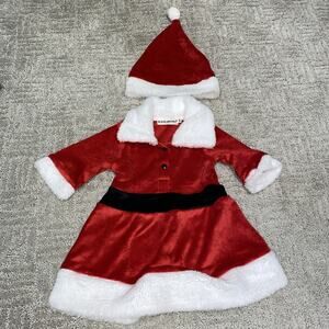 NWOT Big Elephant Girls Christmas Santa Dress & Hat Outfit, 6 - 9 Months Soft
